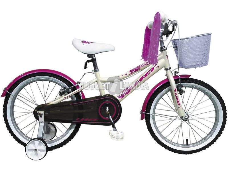 Bicicleta 18 Diana Branca e Cor-de-rosa com Cesto Umit 1871-53
