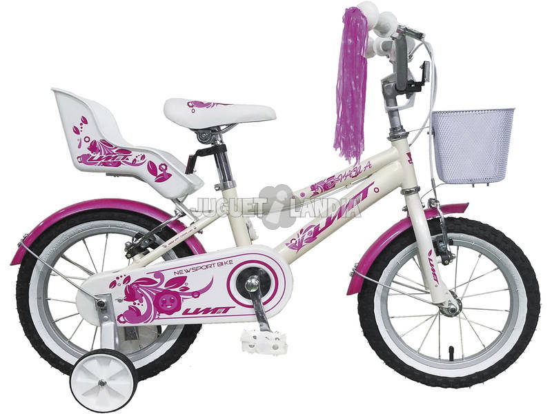 Bicicletta 14 Diana Bianca Rosa con Cesta e Porta bambole Umit 1471-53