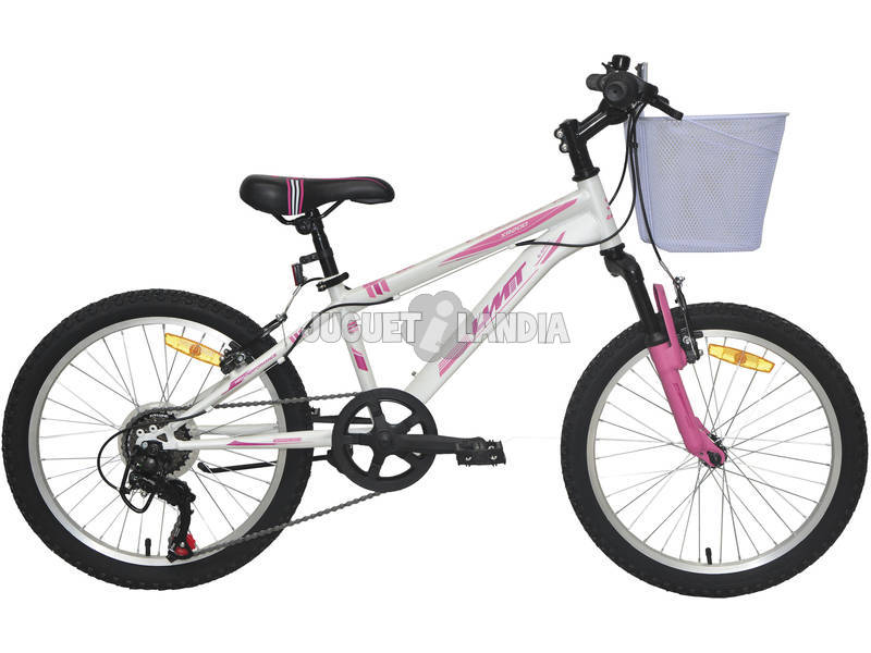 Bicicleta XR-200 Branca e Cor-de-rosa com Cambio Shimano 6v e Cesto Umit 2071CS-5