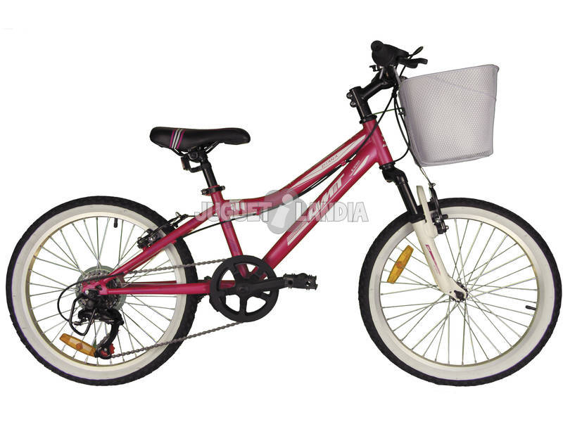 Bicicleta XR-200 Diana Blanca y Rosa con Cambio Shimano 6v y Cesta Umit 2072CS-53