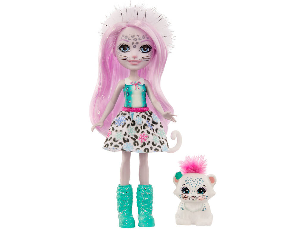 Enchantimals Boneca Sybill Snow Leopard e Flake Mattel GJX42