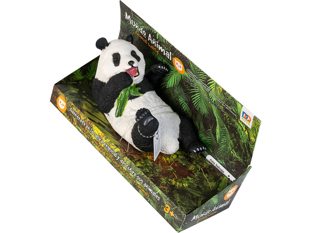 Mundo Animal Figura Oso Panda Acostado 18 cm.