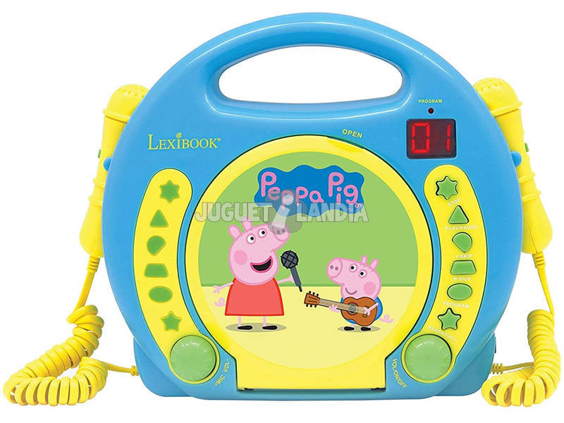 Peppa Pig Lecteur de CD Portable avec 2 Microphones Lexibook RCDK100PP