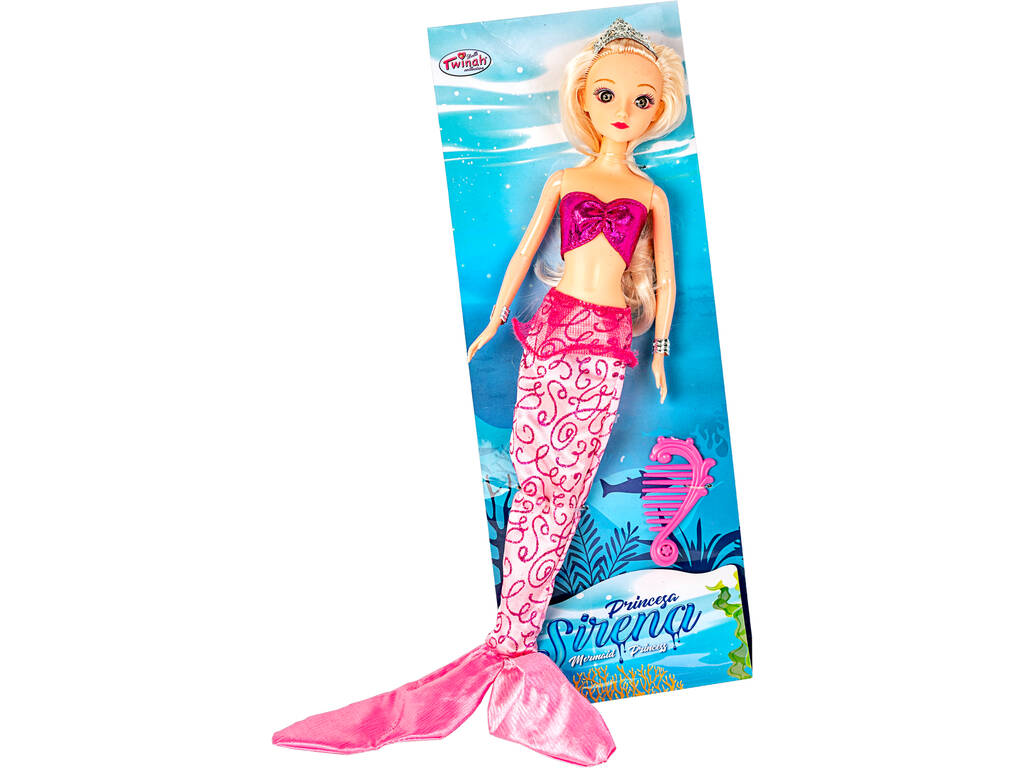 Bambola Sirena 30 cm. Rosa