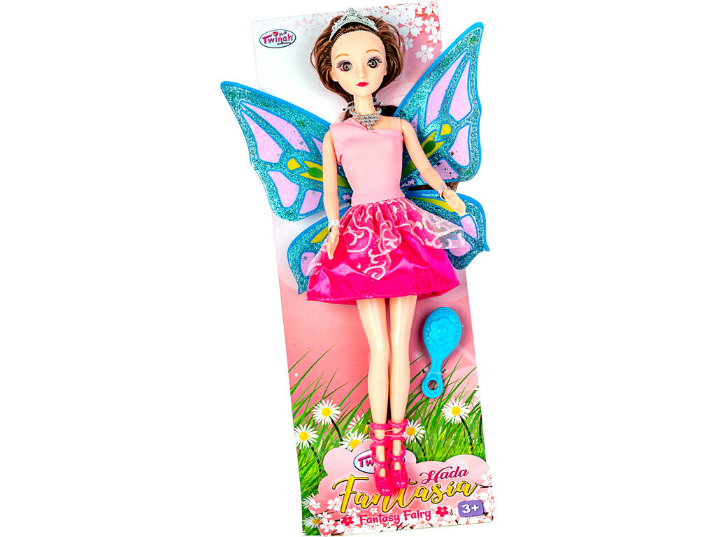 Bambola Fata 30 cm. Vestito Rosa e Fucsia