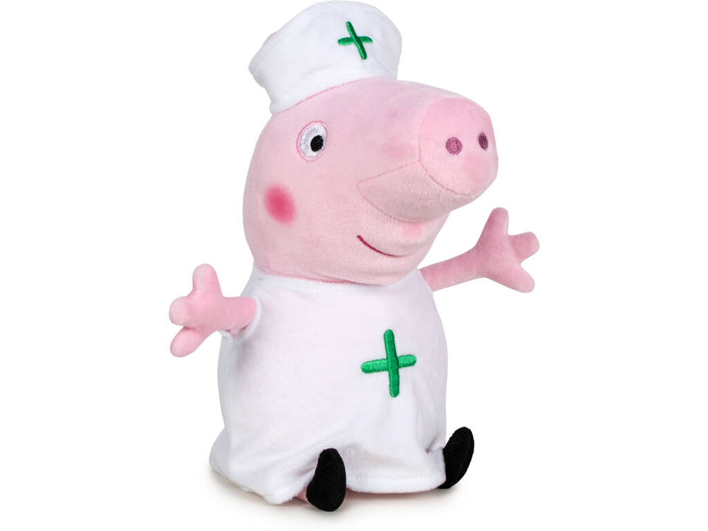 Peppa Pig Krankenschwester Plüschtier 27 cm. Öko-Füllung Famosa 760019342