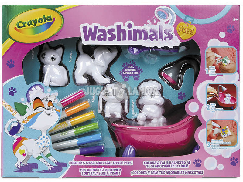 Washimals Pets Vasca da bagno e 4 animali domestici Crayola 74-7249