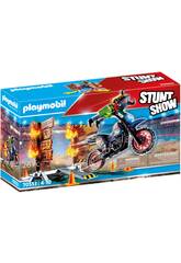 Playmobil Stuntshow Moto con Muro de Fuego 70553