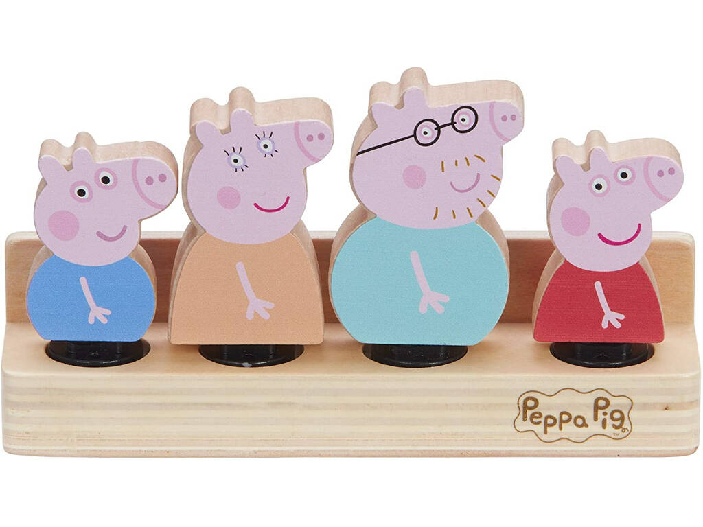 Peppa Pig Pack 4 Figuras Madera Familia Peppa Pig Bandai CO07207