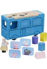 Peppa Pig Autobs de Madera con Figura y Formas Bandai CO07222