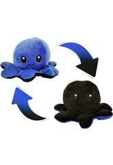Reversible Stimmung Octopus Plüsch 20 cm. Blau und Schwarz