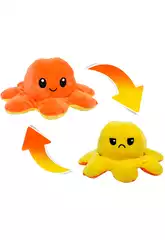 Peluche Polpo Reversibile Stato d'Animo 20 cm. Arancione e giallo!