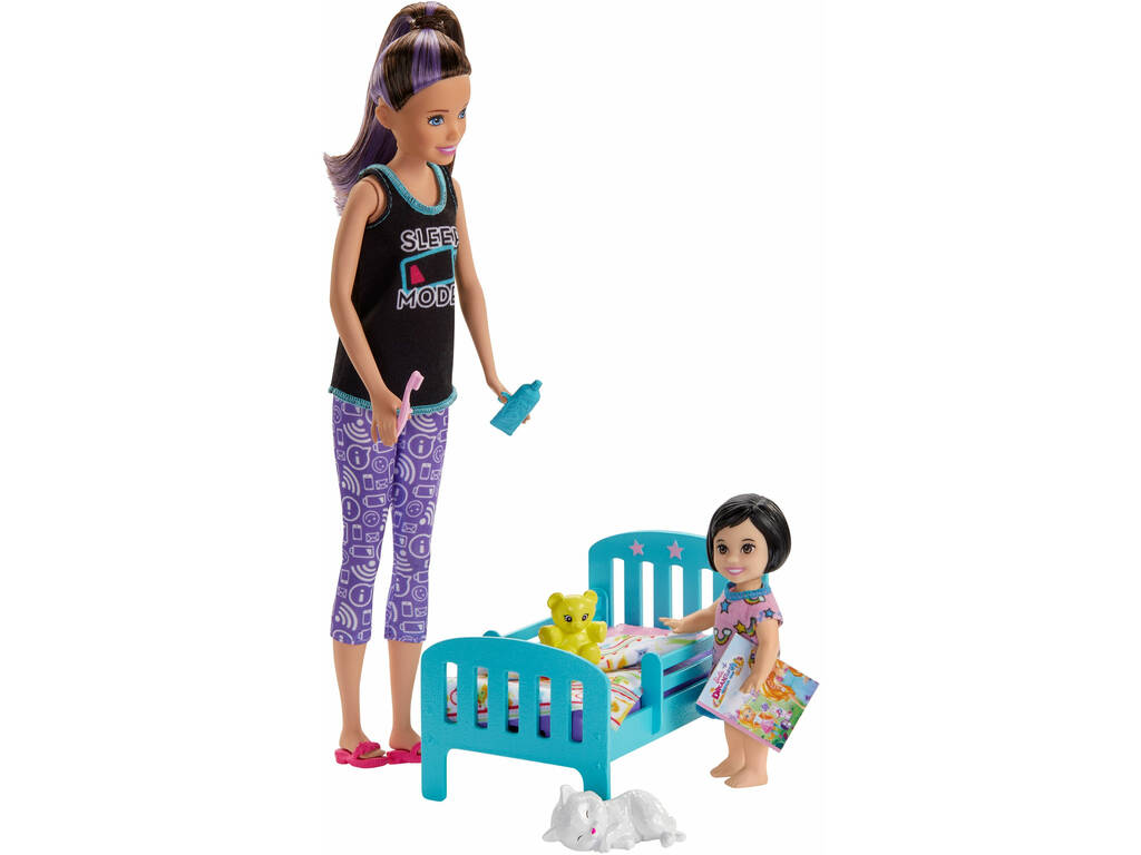 Barbie Famille Coffret Heure du Coucher avec Poupée Skipper Baby-Sitter Mattel GHV88