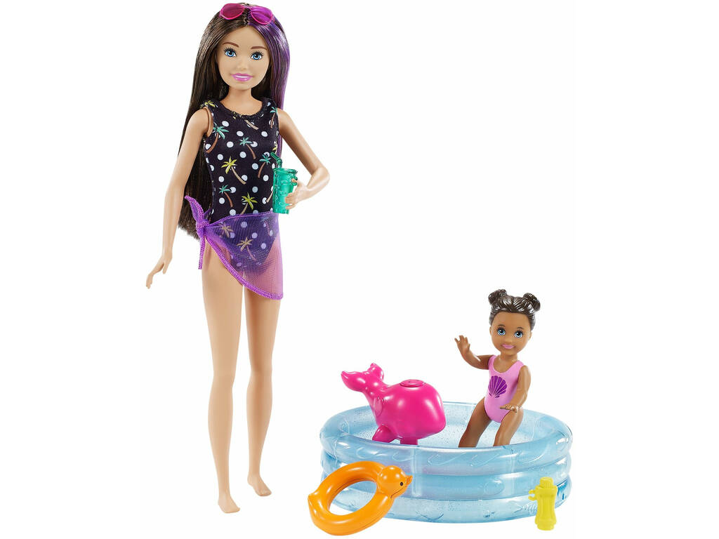 Barbie Famille Coffret Piscine avec Poupée Skipper Baby-Sitter Mattel GRP40