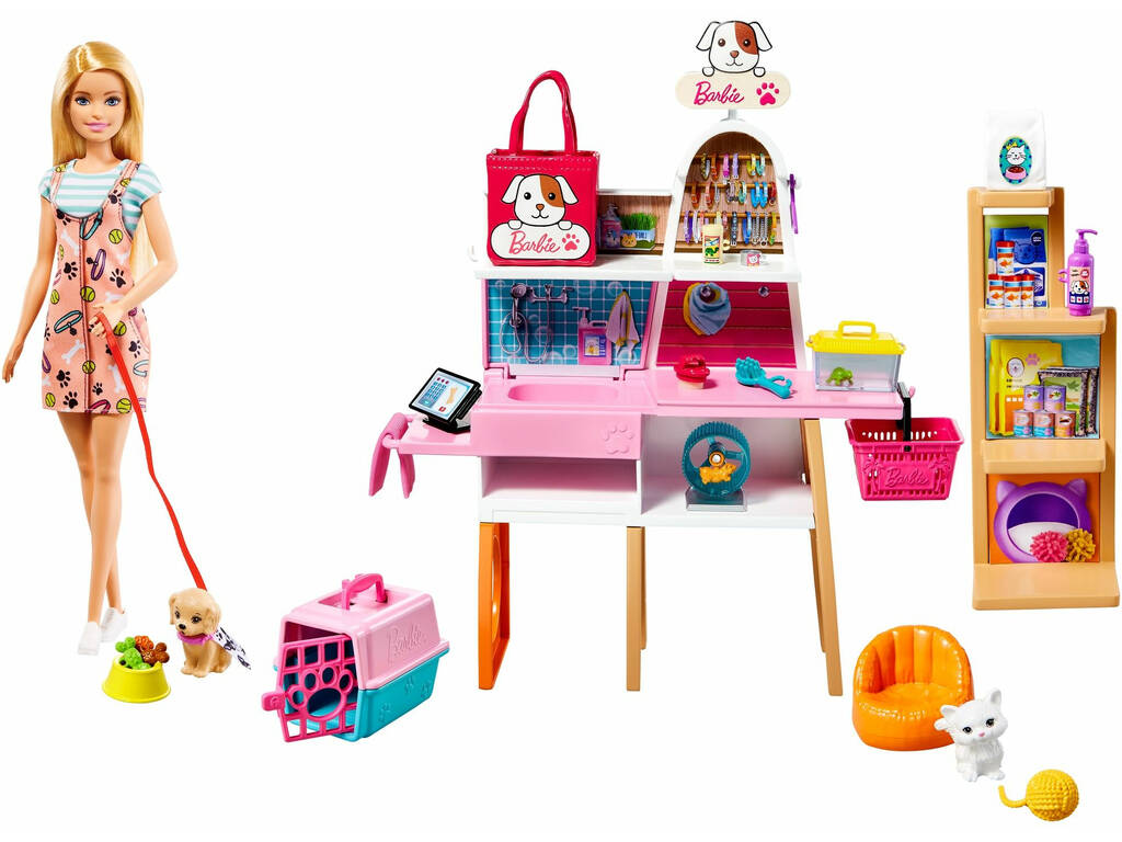 Barbie Mobilier coffret Poupée et Son Animalerie Mattel GRG90