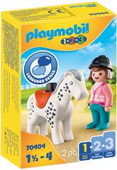 Playmobil 1.2.3 Cavalier avec Cheval 70404