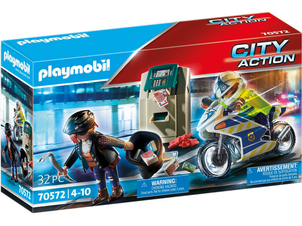 Playmobil City Action Moto Persecución del Ladrón de Dinero 70572