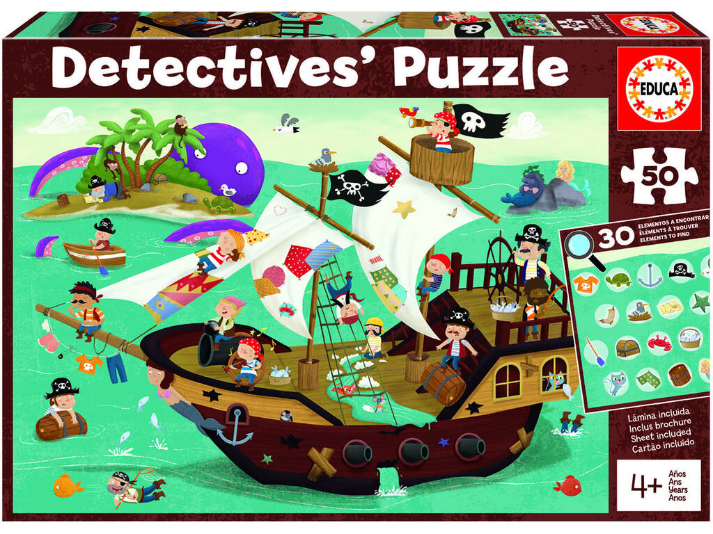 Puzzle Detectives 50 Stück Piraten Educa 18896