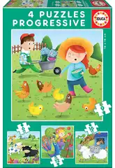 Puzzle Progressivos 6-9-12-16 Animais da Quinta de Educa 17145