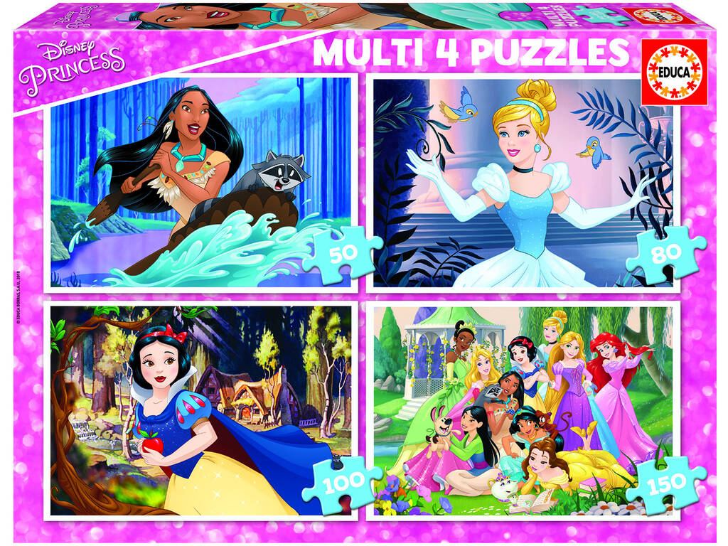 Puzzle Multi 4 50-80-100-150 Princesses Disney Educa 17637