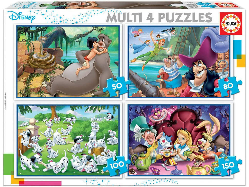 Puzzle Multi 4 50-80-100-150 Clásicos Disney de Educa 18105