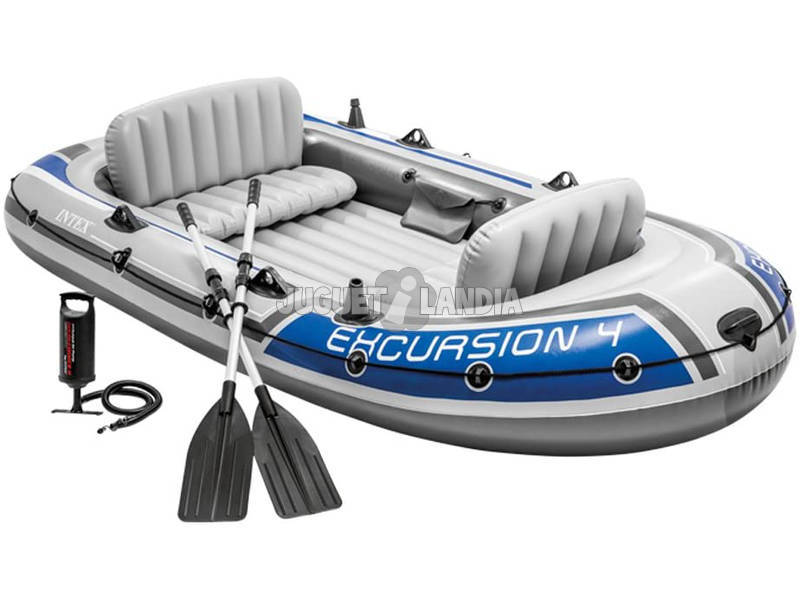 Barco Insuflável Excursion 4 com Remos e Acessórios de 351x165x43 cm Intex 68324