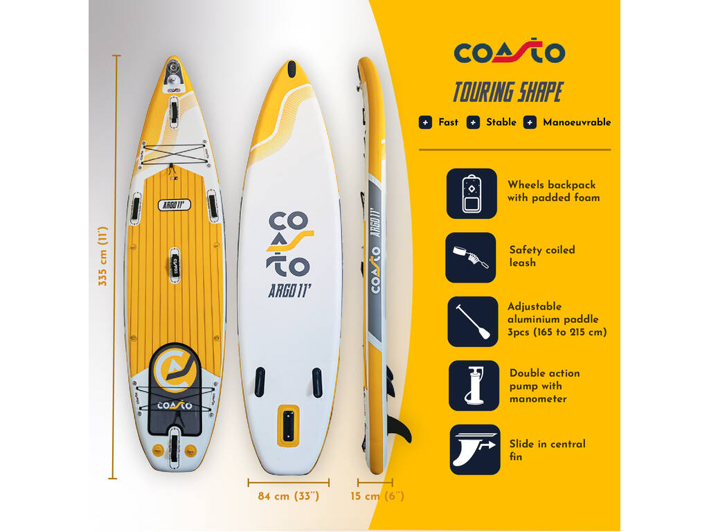 Tavola da Paddle Surf gonfiabile Coasto Argo da 335x84x15 cm