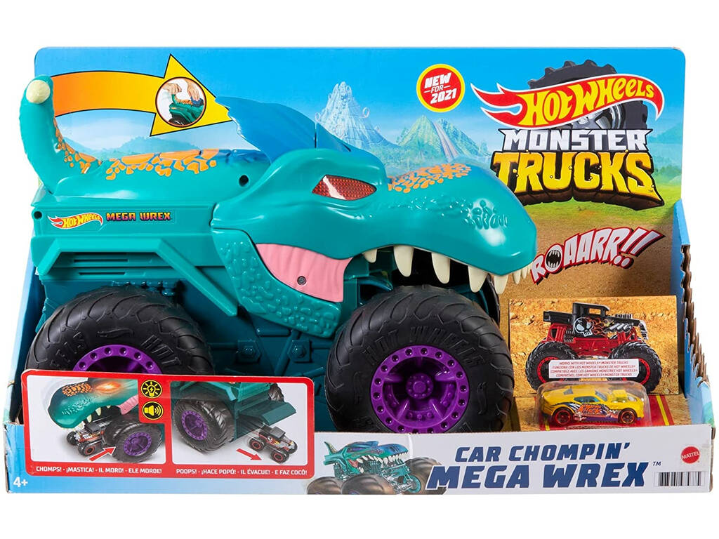 Hot Wheels Monster Trucks Mega Wrex Mastiga Carros Mattel GYL13