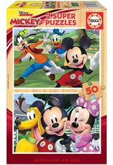 Puzzle en bois 2x50 Mickey & Friends Educa 18880