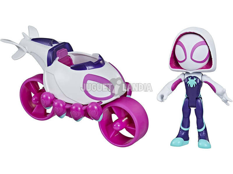 Spiderman Set Figura y Vehículo Ghost Spider Moto-Cóptero Hasbro F1942