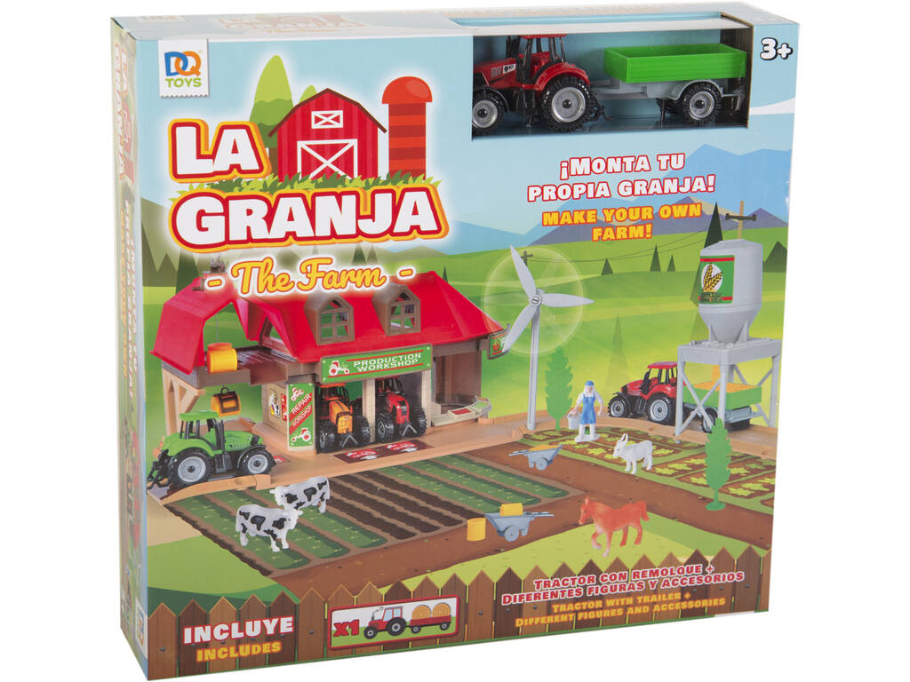 Der Bauernhof mit Figuren, Traktor mit Anhänger und Rote Accesoires