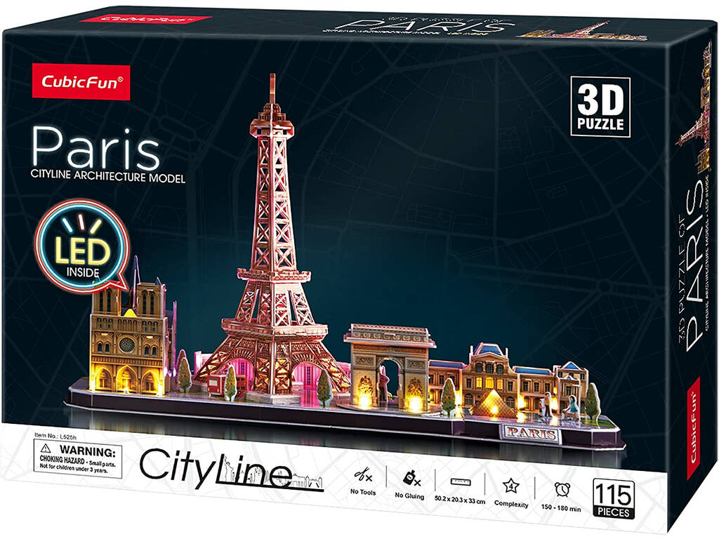 Puzzle 3D City Line Led París World Brands L525H