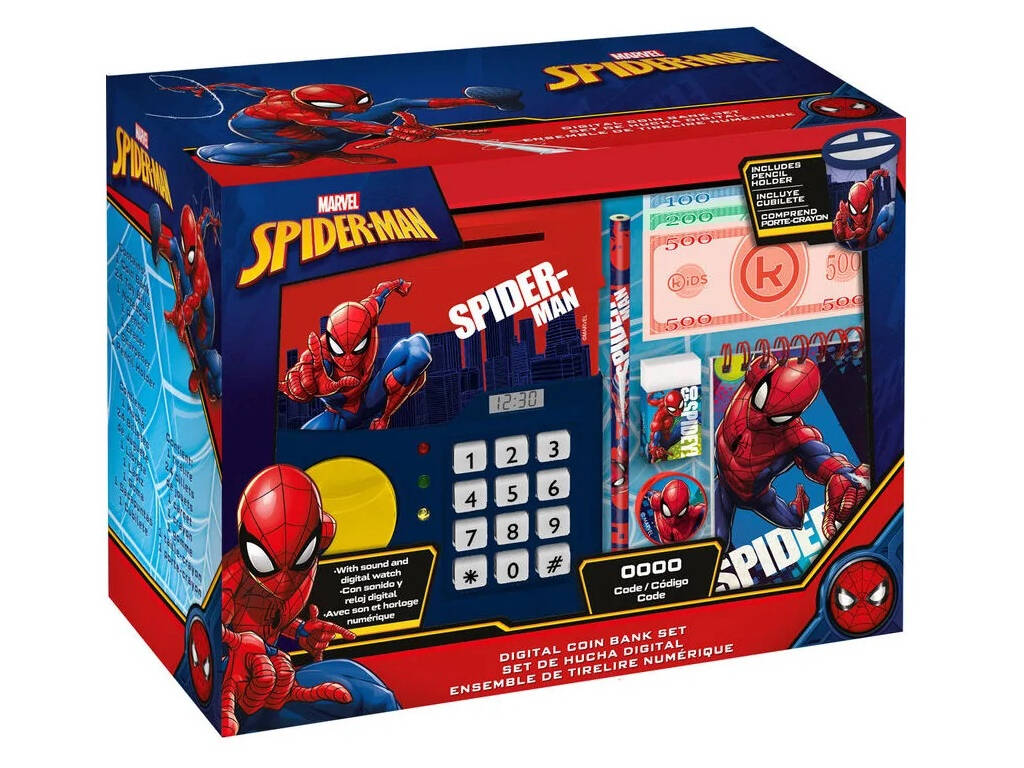Spiderman Hucha Digital con Reloj Kids MV16010