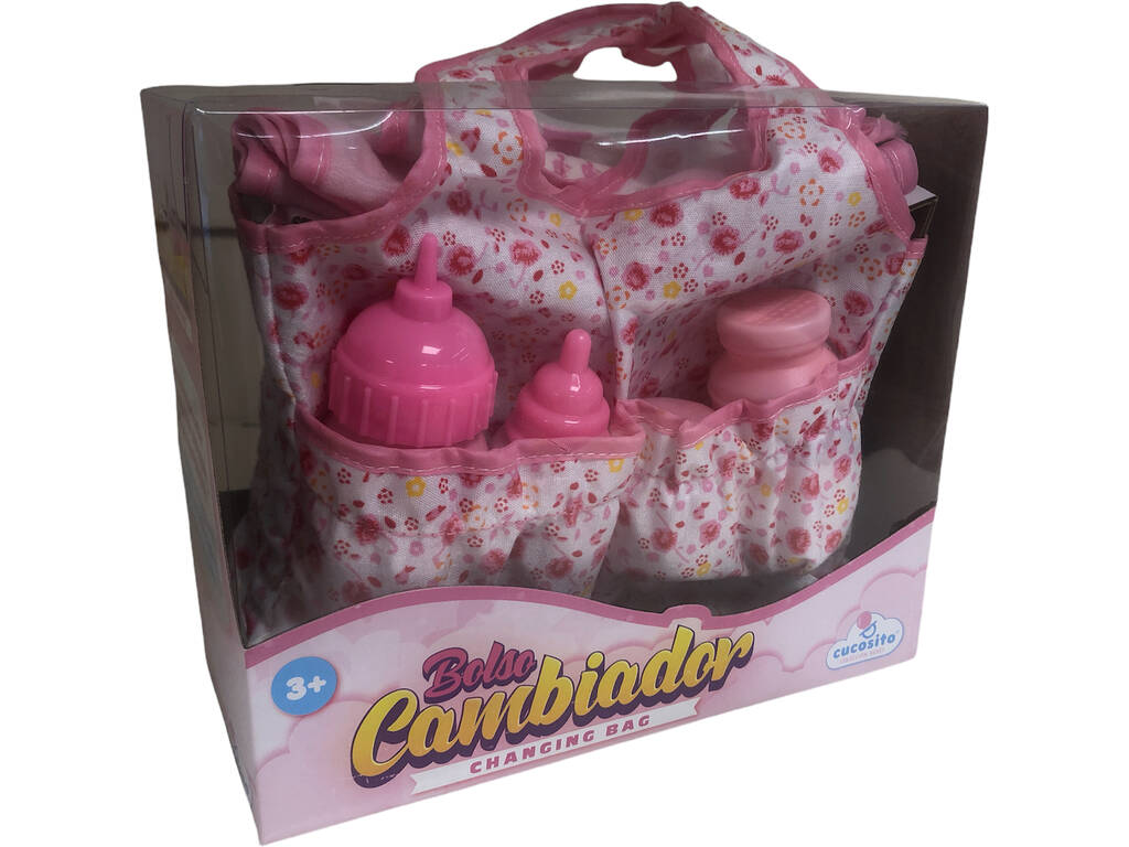 Borsa fasciatoio rosa con accessori per bambini