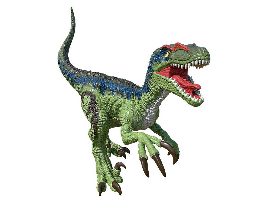 Dinosaure électronique Velociraptor vert avec lumière et sons