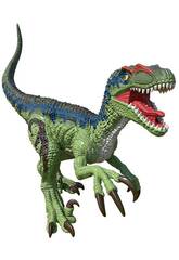 Dinossauro eletrônico Velociraptor verde com luz e sons