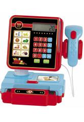 Caja Registradora Azul y Roja con Calculadora y Escaner