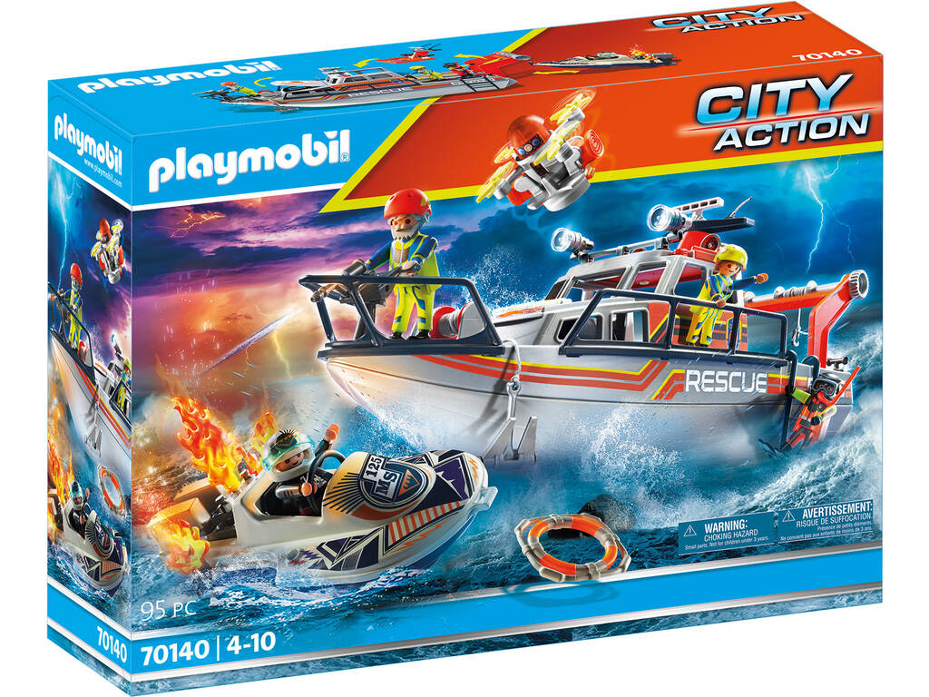 Playmobil Resgate Marítimo Operação Luta Contra Incêndios Com Iate de Resgate 70140