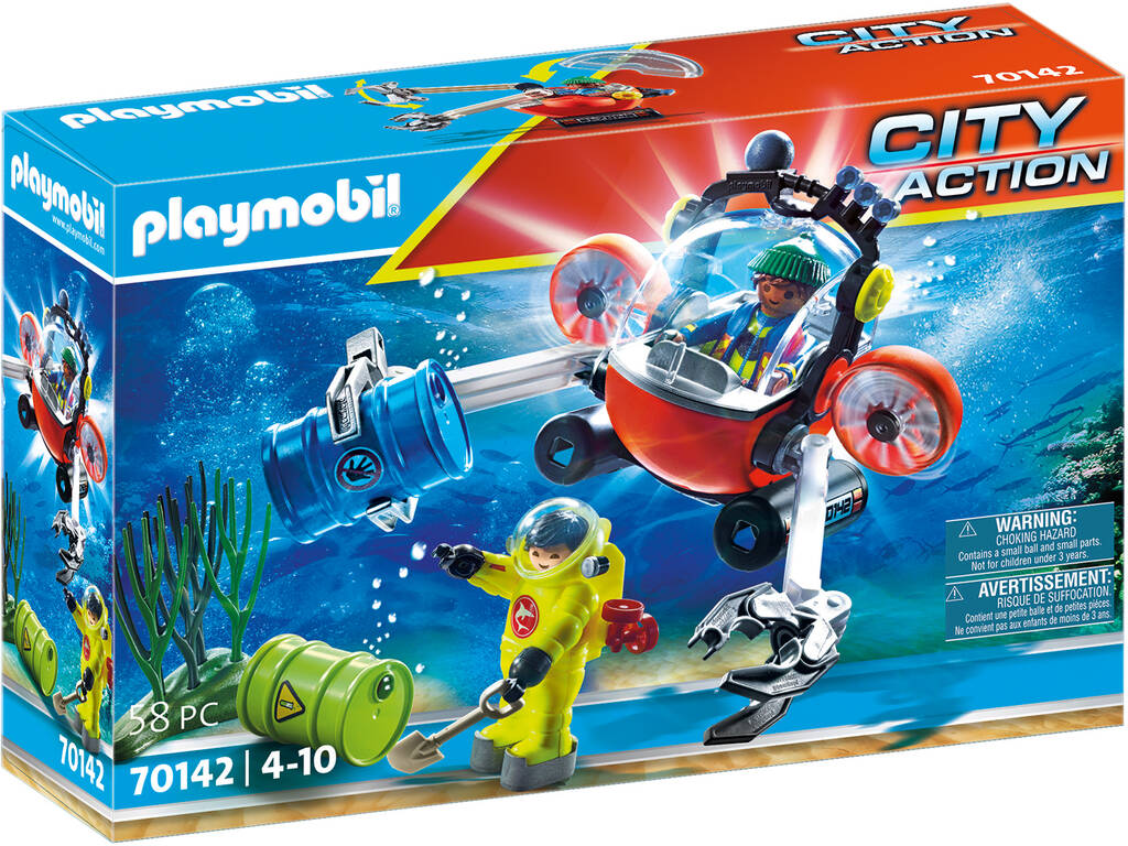 Playmobil - Opération de sauvetage en mer - Environnement avec bateau de plongée 70142