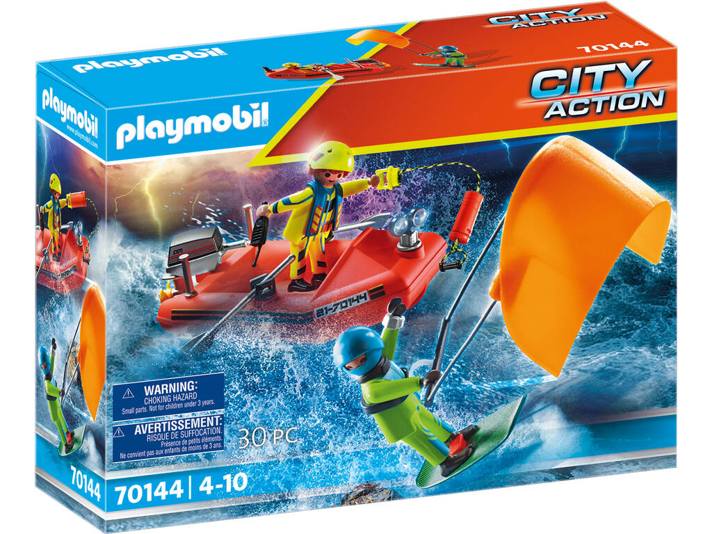 Playmobil Rescate Marítimo Rescate de Kitesurfer con Bote 70144