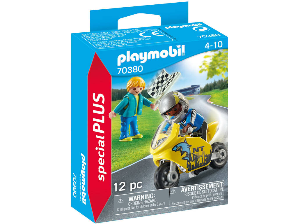 Playmobil Chicos con Moto de Carreras 70380