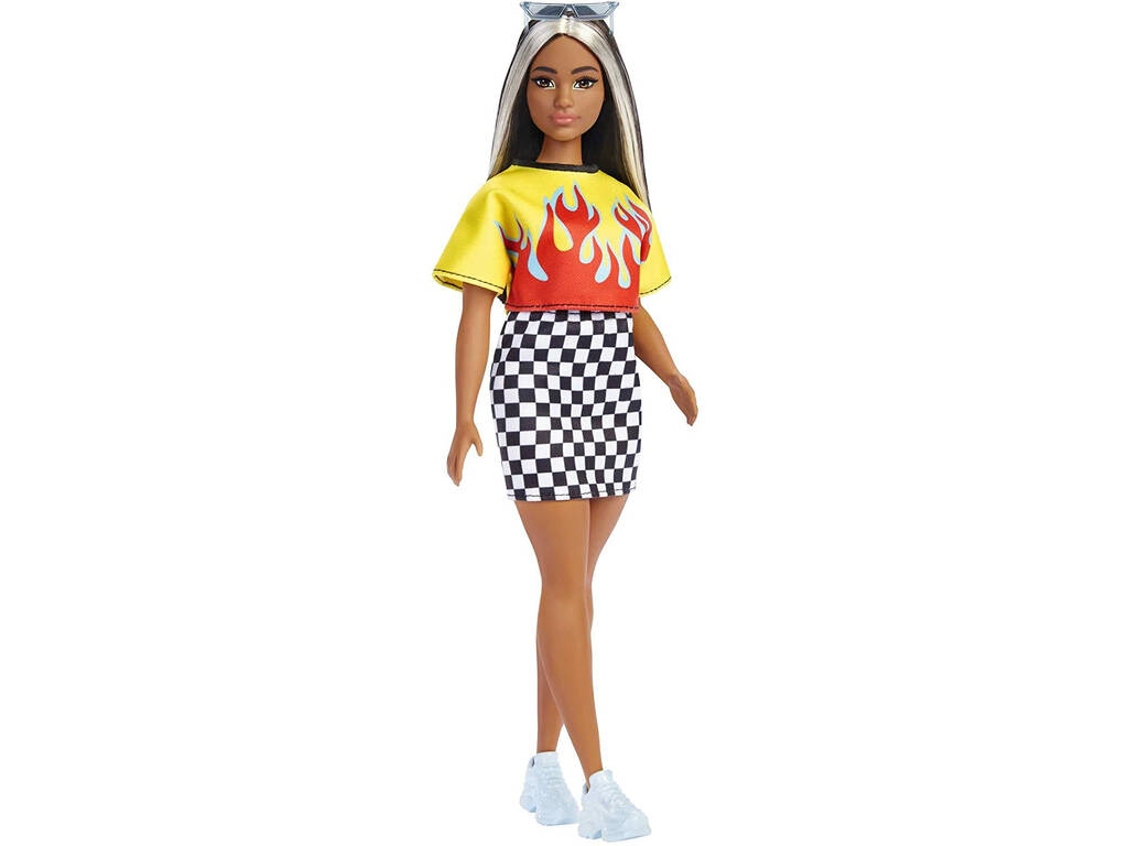 Barbie Fashionista Top con Llamas y Falda de Cuadros Mattel HBV13