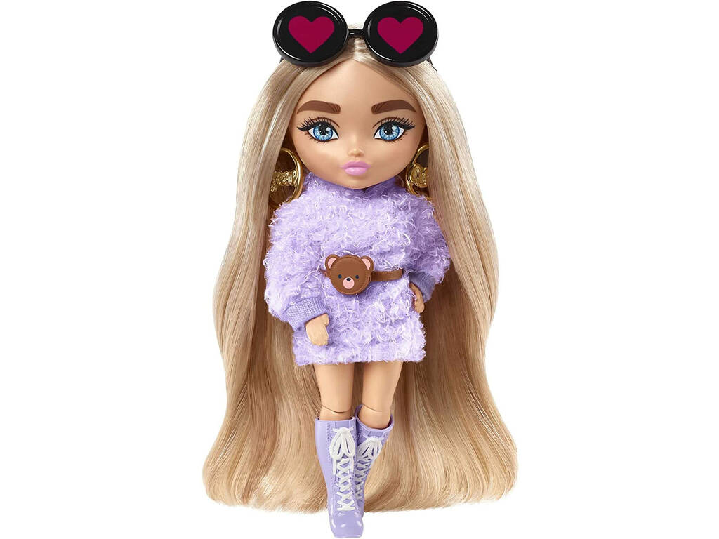 Barbie Extra Mini Rubia con Sudadera Morada Mattel HGP66