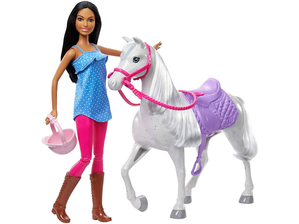 Barbie Brunetta Tempo di Equitazione con Cavallo Mattel HCJ53