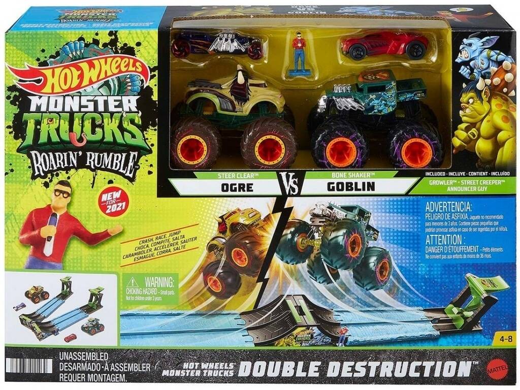 Hot Wheels Monster Trucks Roarin' Rumble Doble Destucción Mattel HCJ77