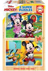 Puzzle Madera 2x16 Mickey & Minnie Educa 19287