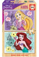 Holz Puzzle 2x25 Disney Princess (Rapunzel + Ariel) Educa 19288