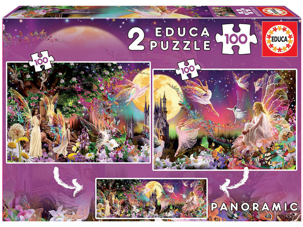 2X100 Puzzle panoramico delle fate Educa 19291