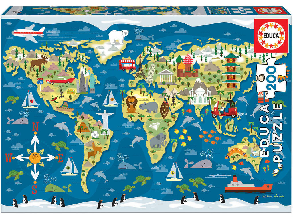 Puzzle 200 Mappa del mondo Educa 19292