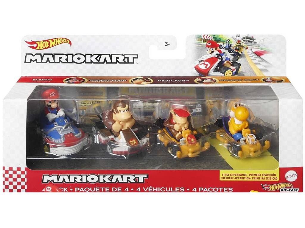Hot Wheels Mariokart Pack 4 Personaggi Mattel GWB36